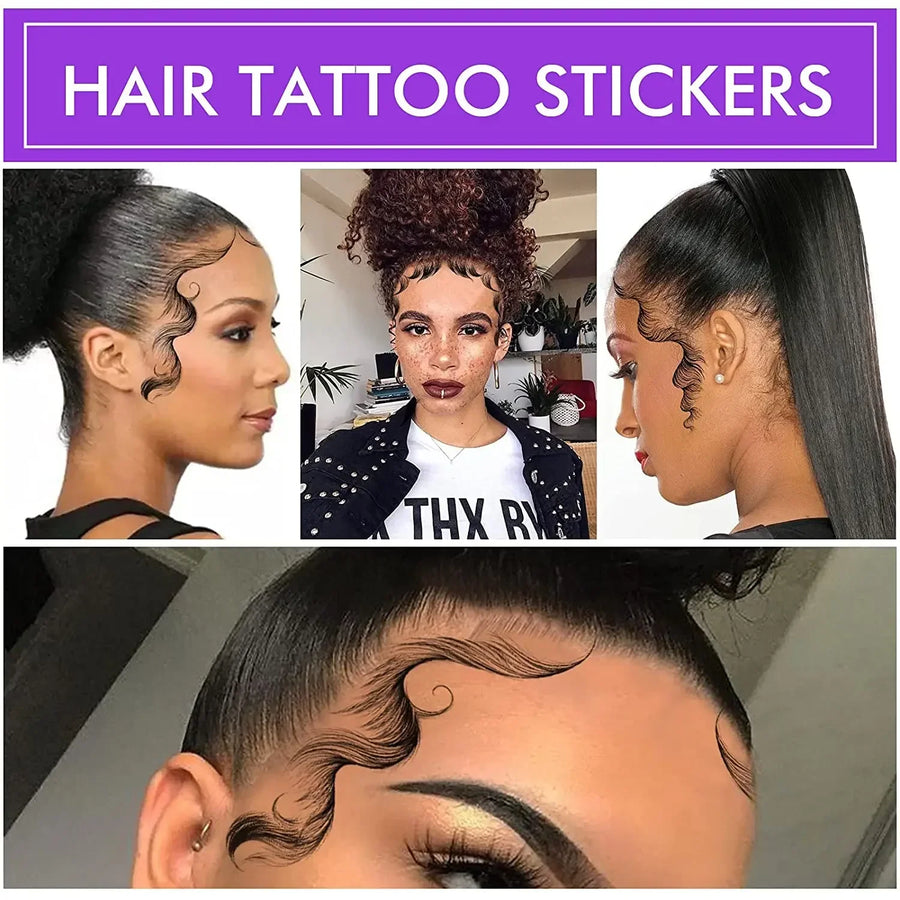 Hair Tattoo Stickers Waterproof Baby Hair Edge Hair Fake Tattoo Makeup Tools 5 Sheets