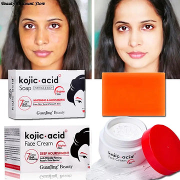 Kojic Sen Whitening Cream Lightening Face Soap Set For Black Skin Care 50g