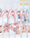 Infant Baby Spiral Activity Hanging Toys: Car Seat, Stroller Bar, Crib, Bassinet Mobile with Mirror, BB Squeaker, and Rattles