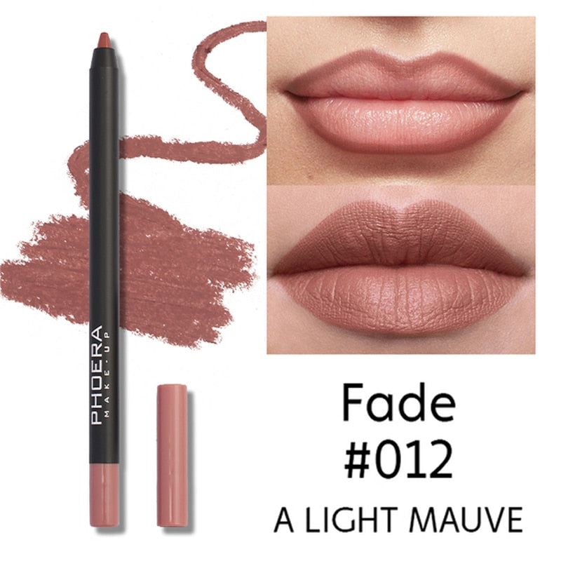 PHOERA Waterproof Matte Lipliner Pencil 12Color