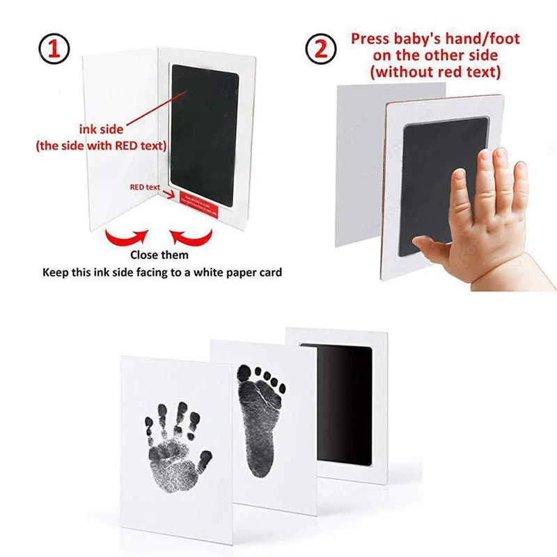 Newborn Baby DIY Hand and Footprint Kit: Ink Pads, Photo Frame, Handprint Souvenir Accessories - Safe, Clean Baby Shower Gift