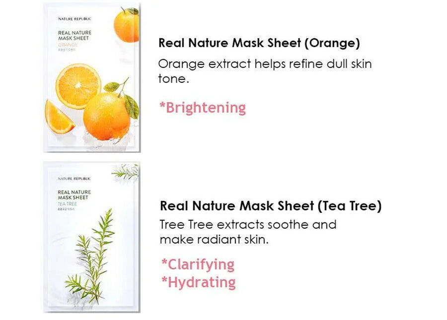 Nature Republic Real Mask Sheet Facial Acne Treatment Whitening  10pcs