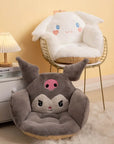 Sanrio Cartoon Cinnamoroll Winter Plush Half Surrounded Black Kuromi Cushion Backrest Dormitory Office Non-slip Chair Cushion