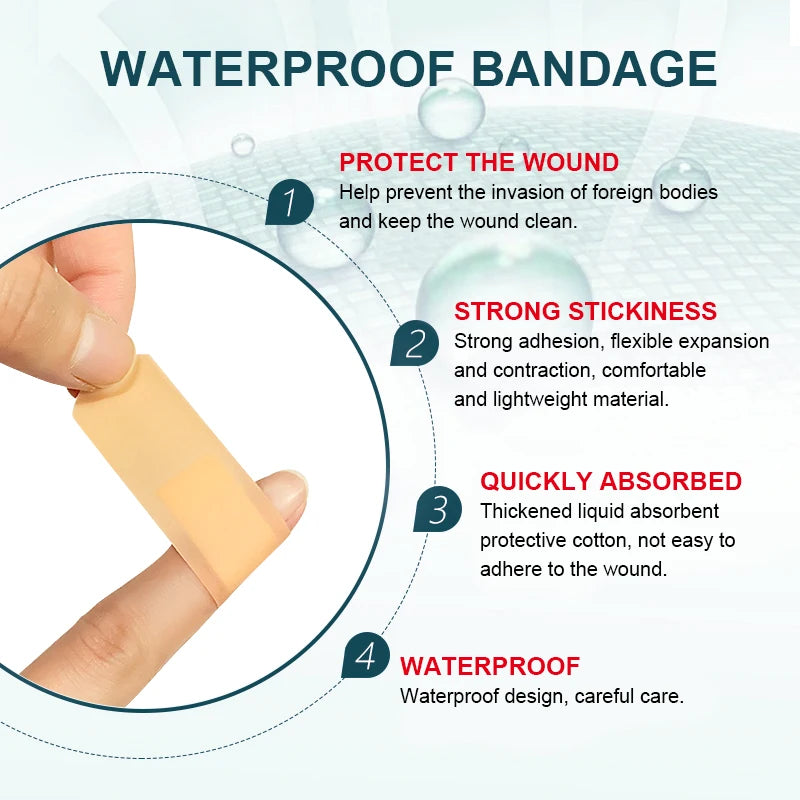 100pcs Band-Aids Waterproof Breathable Plaster Wound Hemostasis Sticker Band Aid Disposable First Aid Bandage Medical Gauze A276