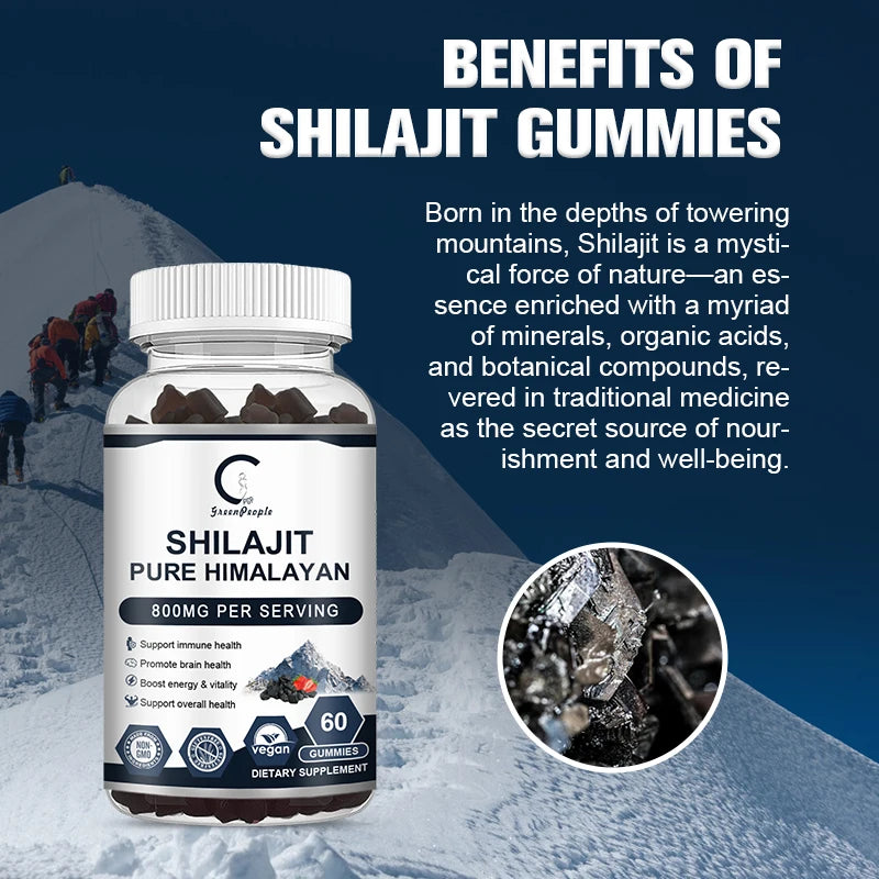 GPGP Greenpeople Pure Shilajit Gummies Rich in ginseng Fulvic Acid For Male Hormone Energy 100% Organic