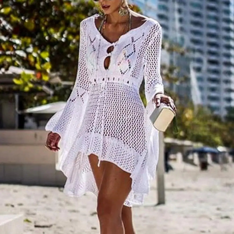 Beach Cover Up Crochet Knitted Tassel Hollow Out Women