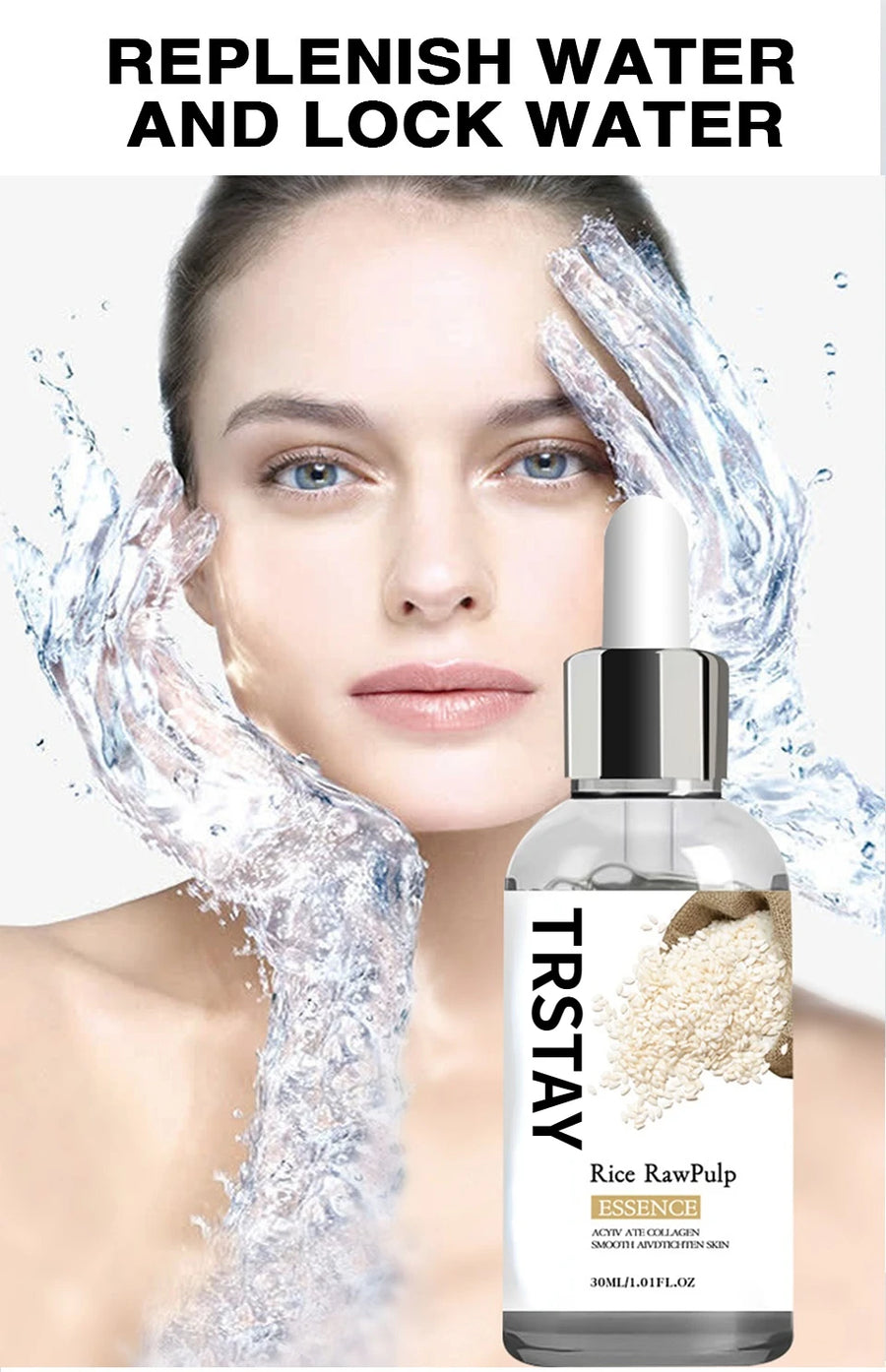 White Rice Face Serum Hyaluronic Acid Liquid Moisturizing Nourishing Skin Care