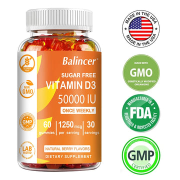 Vitamin D3 Balincer Sugar Free Once Weekly Natural Berry Flavors Dietry Supplement Skin Hair Nail Health 1250mcg