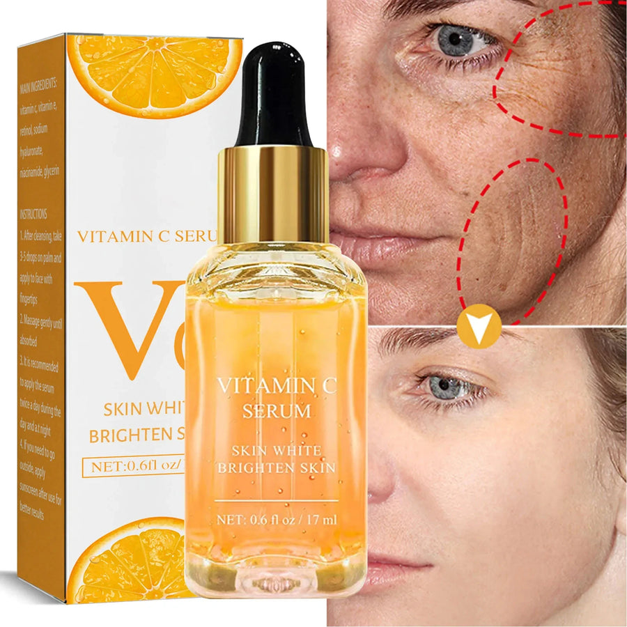 Vitamin C Skin Face Serum Lifting Anti Wrinkle Face Serum Collagen Shrink Pores Anti-Aging Moisturizing Dry Skin Care Products