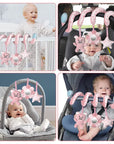 Infant Baby Spiral Activity Hanging Toys: Car Seat, Stroller Bar, Crib, Bassinet Mobile with Mirror, BB Squeaker, and Rattles