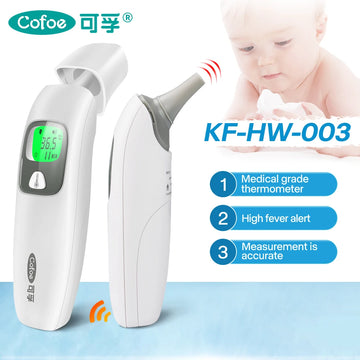 Cofoe Digital Infrared Thermometer: Non-Contact Forehead and Ear Medical Termometro with LCD Display for Baby/Adult Body Fever Temperature Measurement