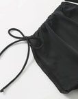 Black Drawstring Swimwear Bikinis Crop Top Shorts Women Sexy Bathing Swim