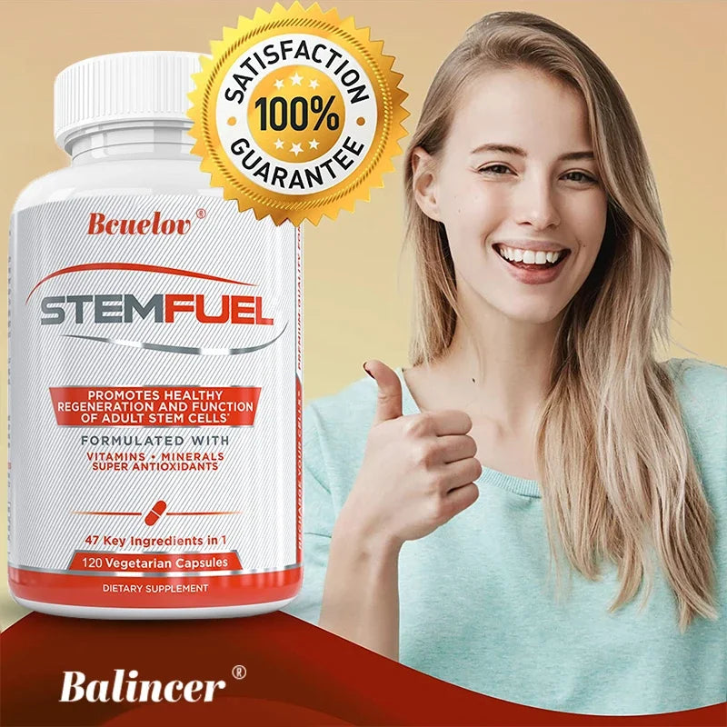 STEMFUEL Promotes Healthy Regeneration Stem Cells Formulated With Vitamins 120 Vegetarian Capsules