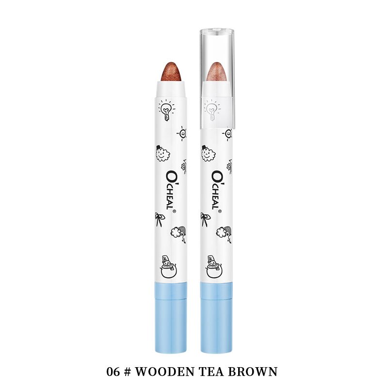 OCHEAL Glitter Eyeshadow Stick Pen Wooden Color Tea Brown