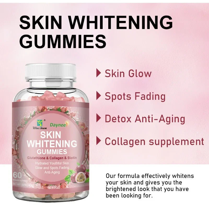 Skin Whitening Gummies Glutathione Collagen & Biotin Hydrated Youthful Skin Glow and Sport  Anti-Aging 2000mg