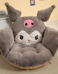 Sanrio Cartoon Cinnamoroll Winter Plush Half Surrounded Black Kuromi Cushion Backrest Dormitory Office Non-slip Chair Cushion