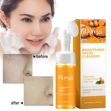 100ml Turmeric Cleansing Mousse Brightening Face Wash Foam Face Cleanser Oil Control Blackhead Remover Skin Cleansing