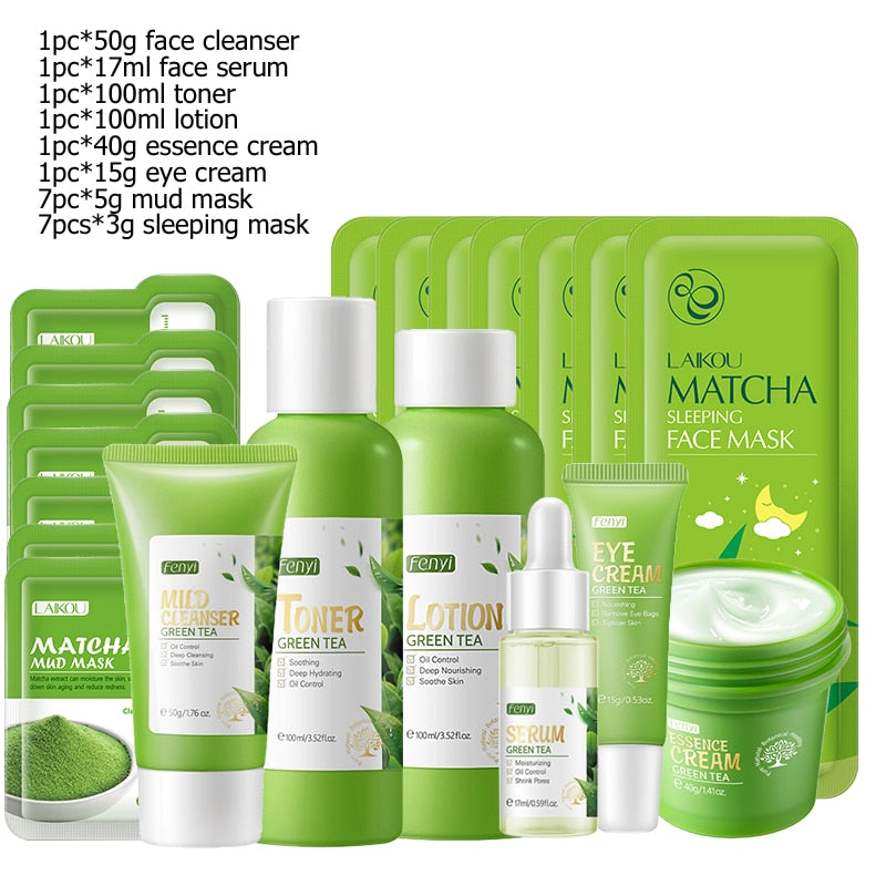 Sakura Green Tea Skin Care Kit Korean Cosmetic Set