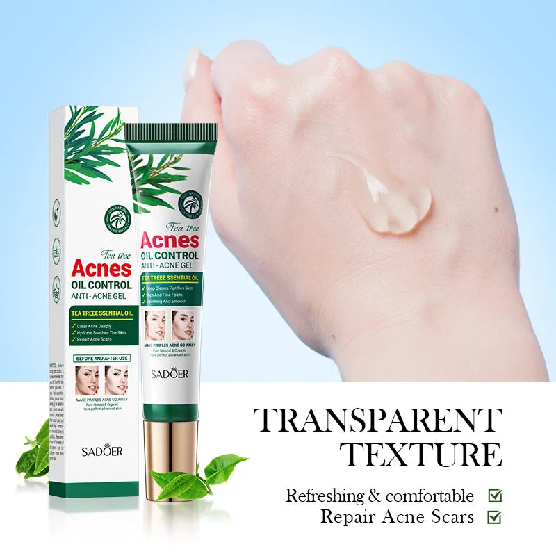 SADOER Tea Tree Acne Removing Cream Facial skincare Oil Control Face Gel Creams Hydrating Moisturizing Facial Cream Skin Care