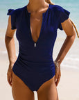 Backless Ruffled Sexy Swimwear Women Swimsuit High Cut Monokini One Piece Bathing Suits Bikini