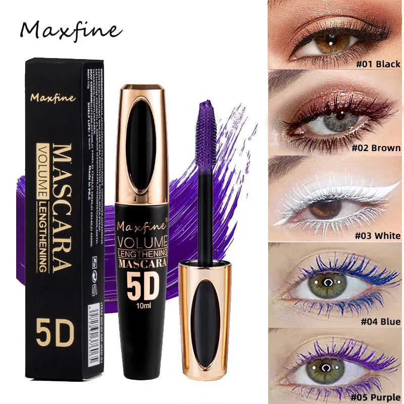 MAXFINE 5 Color Mascara Lash Thick Curling waterproof Lasting Lash Dyeing Cream