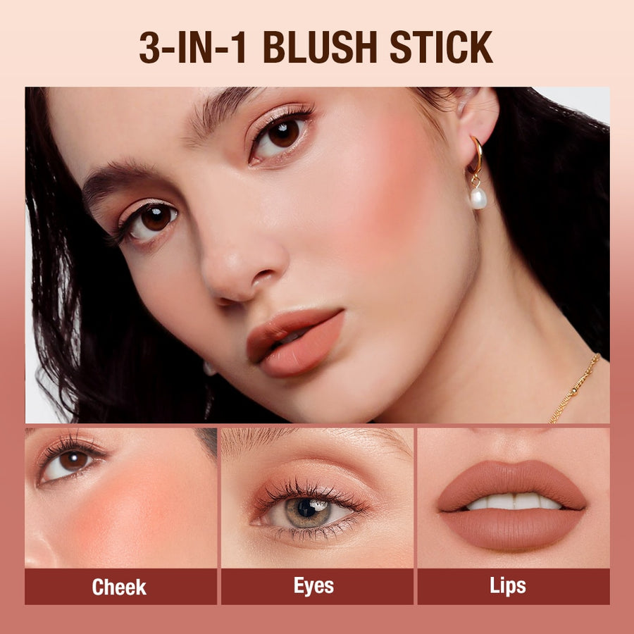 O.TWO.O Lipstick Blush Stick 3-in-1 Eyes Makeup Color Cheek and Lip Shy