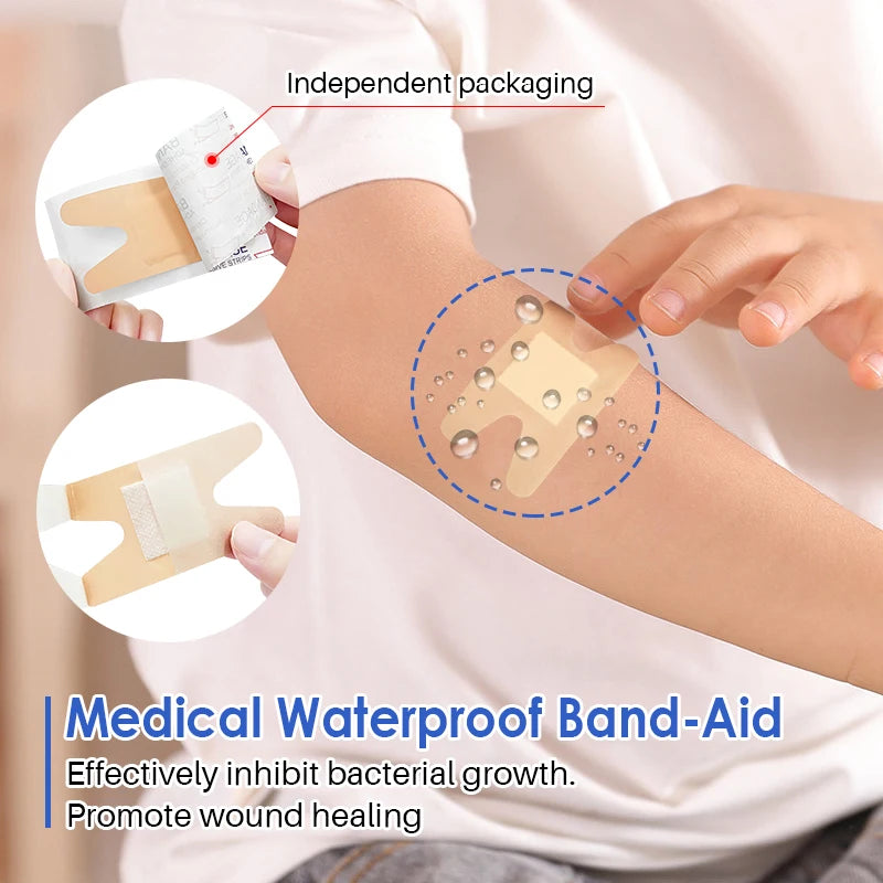 50pcs Waterproof Band-Aid Fasten Wound Hemostatic Patch Sterility Adhesive Bandages First Aid Kit Supplies Medical BandAid A1355