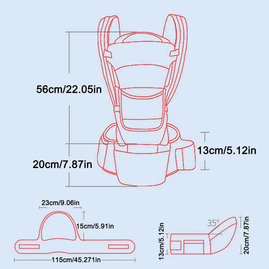 Ergonomic Baby Carrier Backpack: Infant Hipseat Carrier, Front-Facing Kangaroo Baby Wrap Sling, Travel Backpack