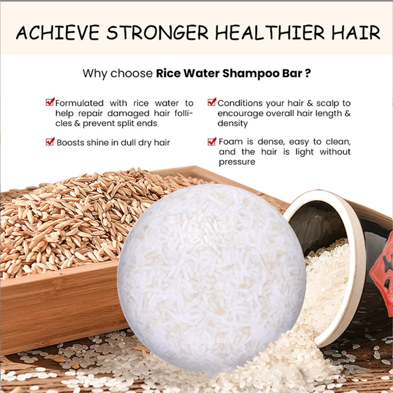 Rice Water Hair Growth Soap Hair Scalp Cleansing Shampoo Bar Anti-hair Loss Nourish Handmade Soap Hair Care Unisex Hair Growth