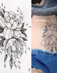 Waterproof Temporary Tattoo Sticker Flower Pattern Design Full Flower Arm Body Art Large Tattoo Sticker Black Roses 1PC