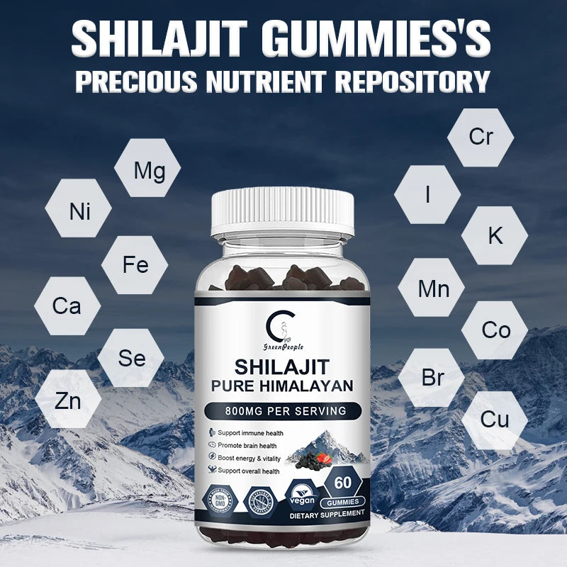 GPGP Greenpeople Pure Shilajit Gummies Rich in ginseng Fulvic Acid For Male Hormone Energy 100% Organic