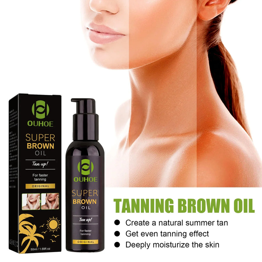 Shine Brown Tanning Oil Sunless Self Tanning Body Bronzer Summer Beach Sexy Natural Tanning Boosting Oil 50ml | 200001517