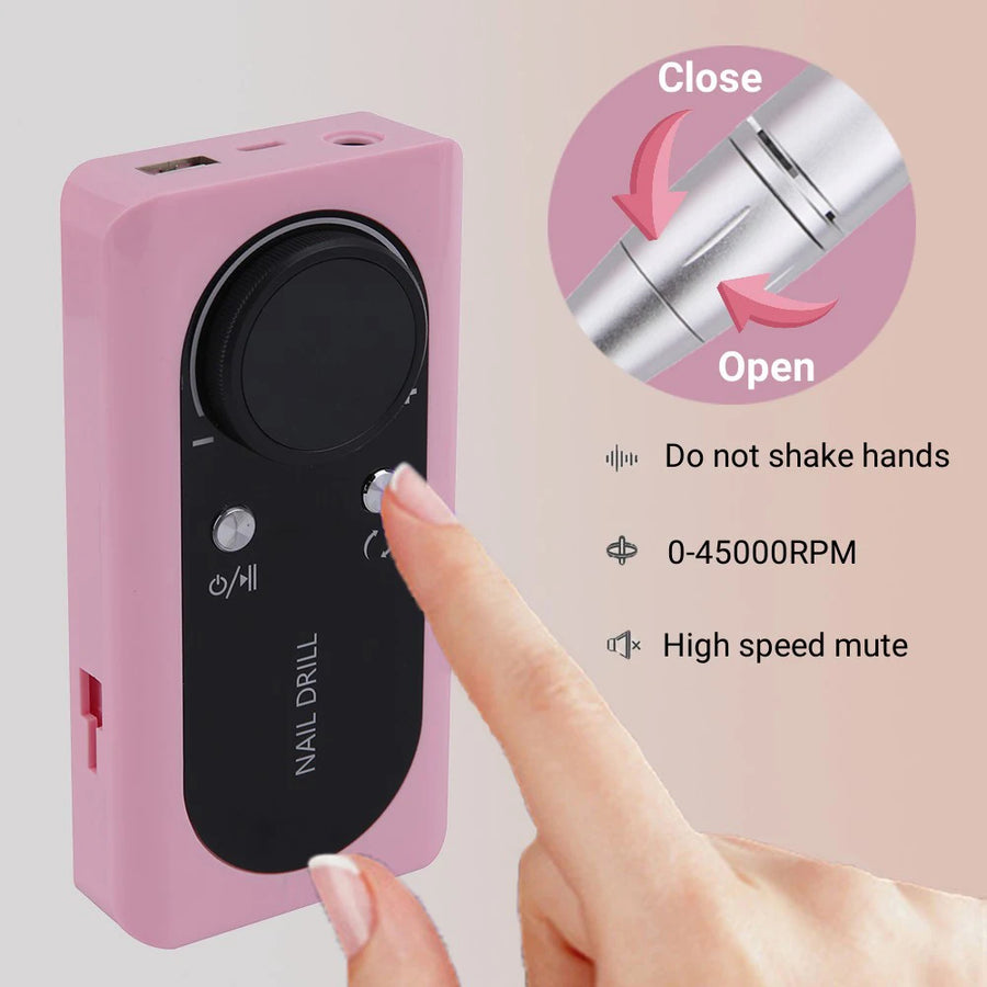 USB Rechargeable Nail Drill Manicure Machine Professional Nail Care 45000RPM