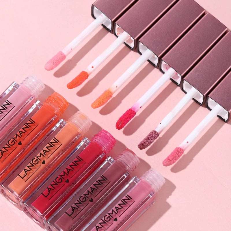 12Pcs/Set Liquid Lipstick Lip Gloss Mirror Makeup Lip Glaze Watery Transparent Jelly Maquiagem Silky Shimmery Korean Party Club