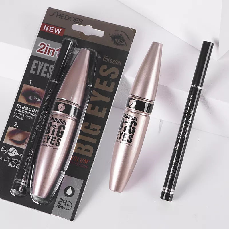 Waterproof Mascara Eyeliner Set non-smudge mascara Extended Thick mascara