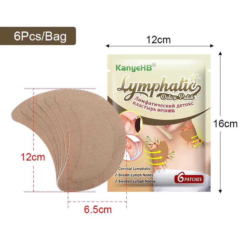 6pcs=1bag Lymphatic Drainage Patch Armpit Lymph Gland Lymph Node Swelling Pain Relief Plaster Neck Lymphatic Detox Pads W017