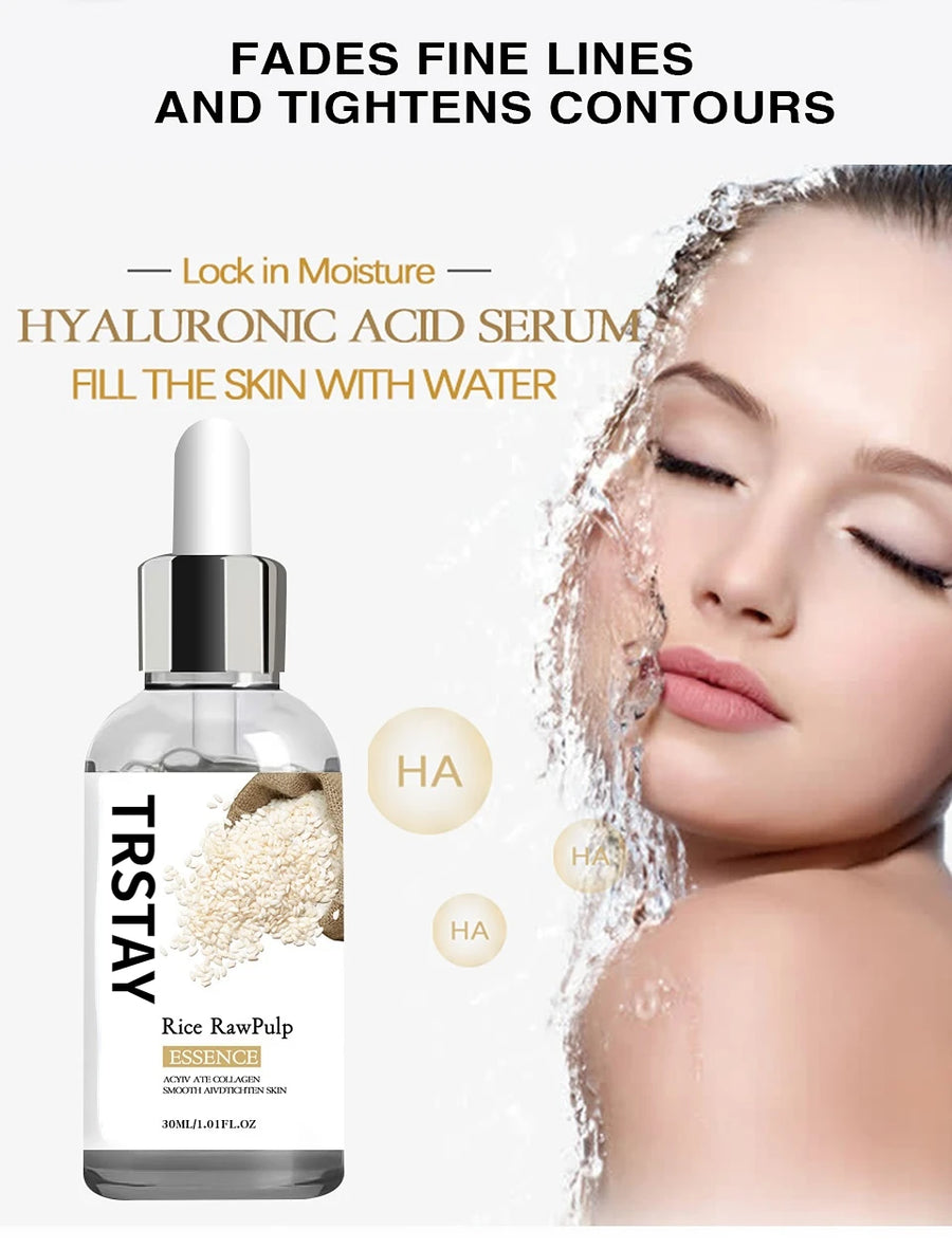 White Rice Face Serum Hyaluronic Acid Liquid Moisturizing Nourishing Skin Care