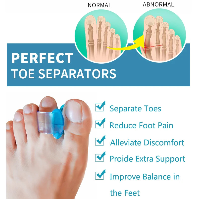 2pcs=1pair Hallux Valgus Toe Separator Toes Deformation Bunion Pain Relief Feet Bone Orthosis Foot Silica Gel Care Tool H075