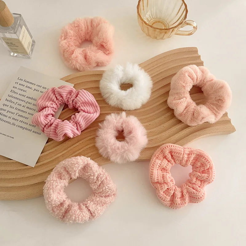 Hair Scrunchies Velvet Solid Color Hair Bands 7Pcs/Set