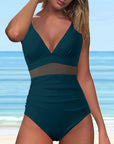 Split Swimsuit Summer Swimwear Solid Color High Waisted Bathing Bikini Set