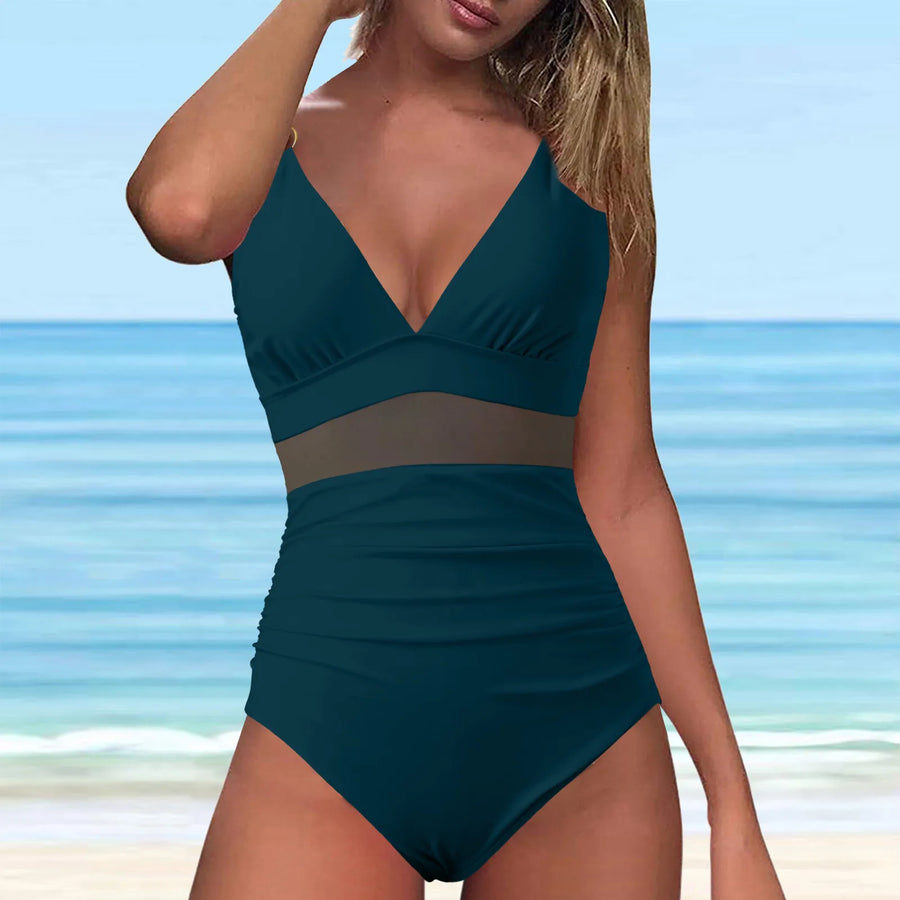 Split Swimsuit Summer Swimwear Solid Color High Waisted Bathing Bikini Set