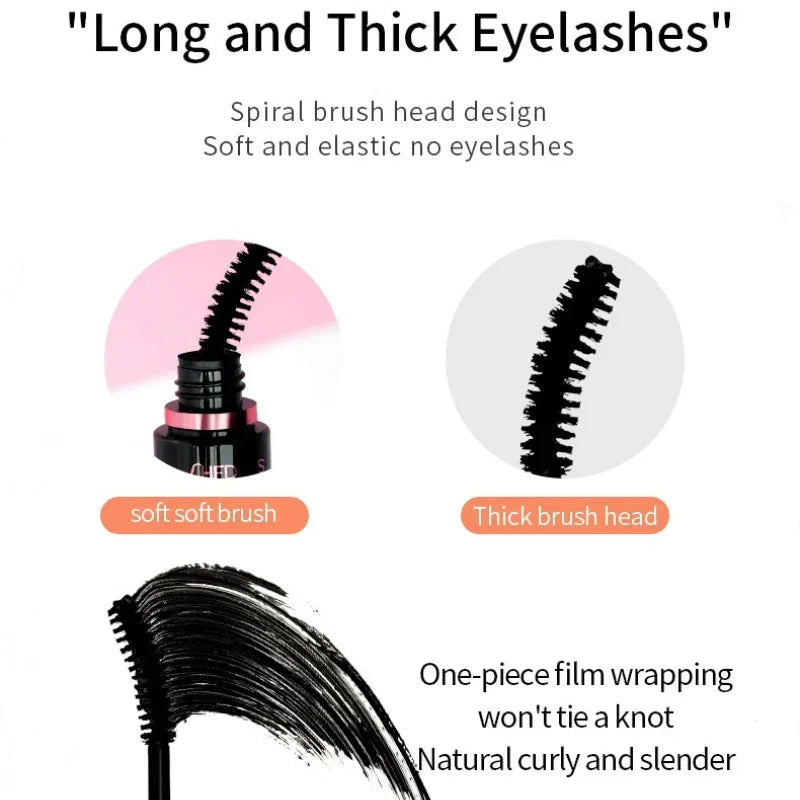 Waterproof Black Mascara,  4D,  Curling,  Thick,  Quick Drying Non-blooming Mascara