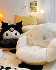 Sanrio Cartoon Cinnamoroll Winter Plush Half Surrounded Black Kuromi Cushion Backrest Dormitory Office Non-slip Chair Cushion