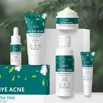 Acne Pore Skin Care Kit Tea Tree Face Cream Cleanser Oil Control Toner Acne Treatment gel Moisturizing Serum Skincare Set Cosmet