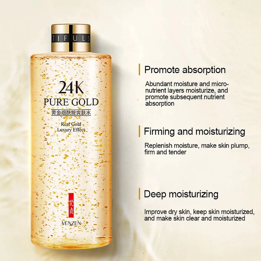 Nicotinamide Face 24K Gold Toner for Moisturizing and Skin Care 300ML