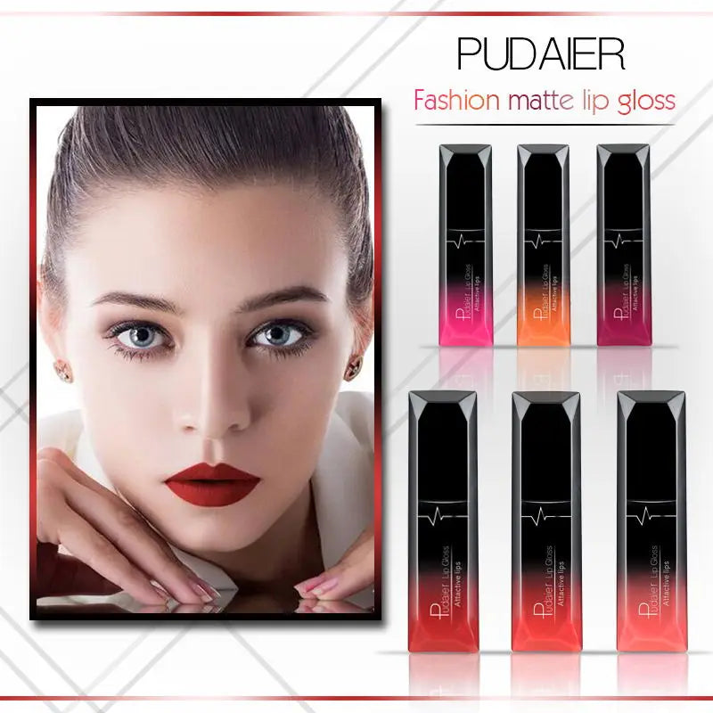 Pudaier Lips Matte Liquid Lipstick Make up Cosmetics Makeup Long-lasting Moisturizer Lip Gloss Maquiagem Waterproof Lipgloss Pen