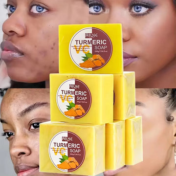 AILKE Natural Turmeric Soap for Face Body Lighten Brighten Skin Tone