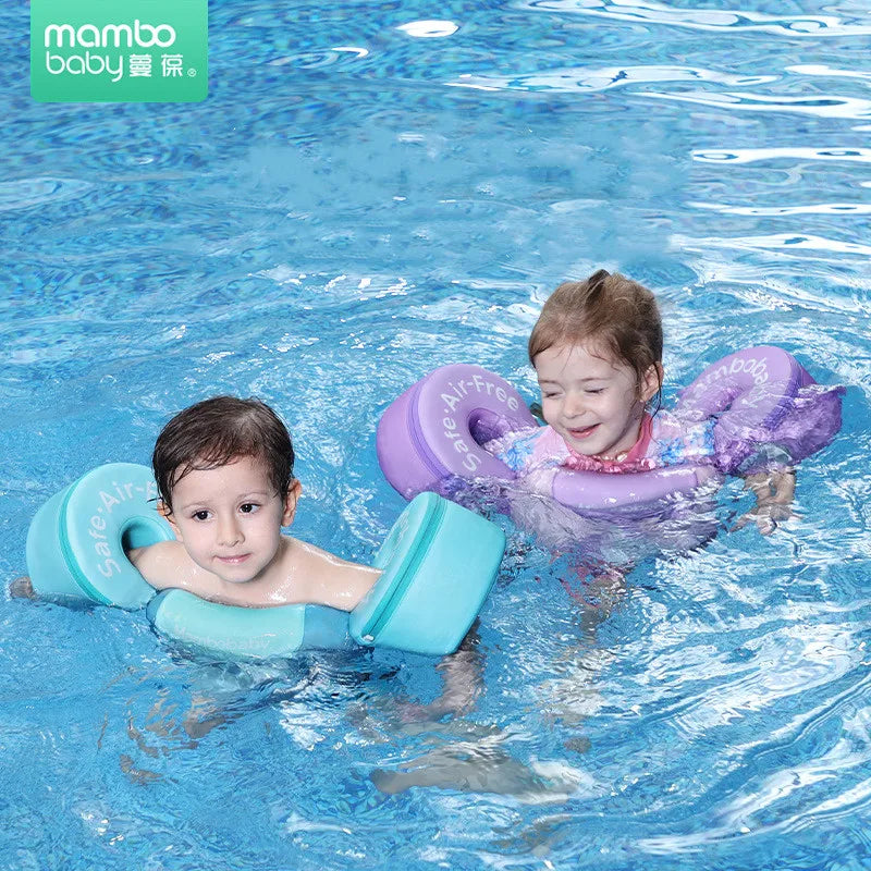 Mambobaby Non-Inflatable Baby Swim Trainer: Swimming Float Ring Aid Vest with Arm Wings for Beach and Pool