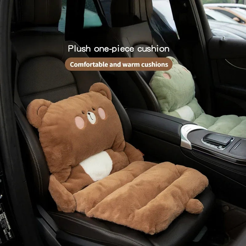 Car Cushion Winter Plush Car Interior Seat Cushion Cute Cartoon Lumbar Cushion Insulated Warm Booster Seat Cushion Woman