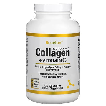 Bcuelov Collagen Vitamin C Support For Healthy Hair, skin, Nail 120 Capsules Dieatary Suppllement